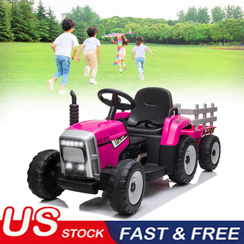 12V Electric Ride-On Tractor and Trailer for Kids with Remote Control and LED Lights Trend Times 0