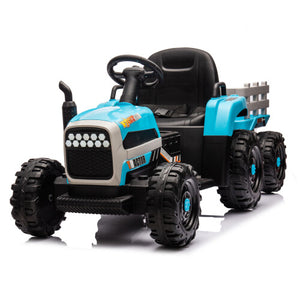 12V Battery-Powered Kids Ride-On Tractor with Trailer and Remote Control, 3-Speed Child Vehicle Trend Times 28