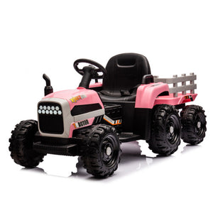 12V Battery-Powered Kids Ride-On Tractor with Trailer and Remote Control, 3-Speed Child Vehicle Trend Times 7