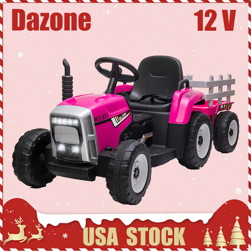 12V Kids Ride-On Tractor with Trailer and Remote Control, Battery Powered Toy Vehicle Trend Times 1