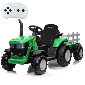 12V Battery-Powered Kids Electric Ride-On Tractor with Trailer and Remote Control Toy Car Trend Times 13