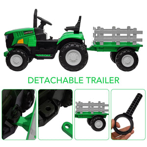 12V Battery-Powered Kids Electric Ride-On Tractor with Trailer and Remote Control Toy Car Trend Times 9