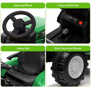 12V Kids Electric Ride-On Tractor with Trailer, Battery Powered Vehicle Trend Times 6