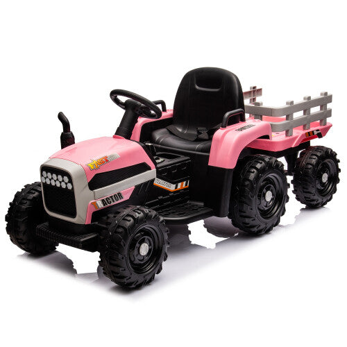 12V Battery-Powered Kids Ride-On Tractor with Trailer, Remote Control, 3-Speed, USB Charging Trend Times 0
