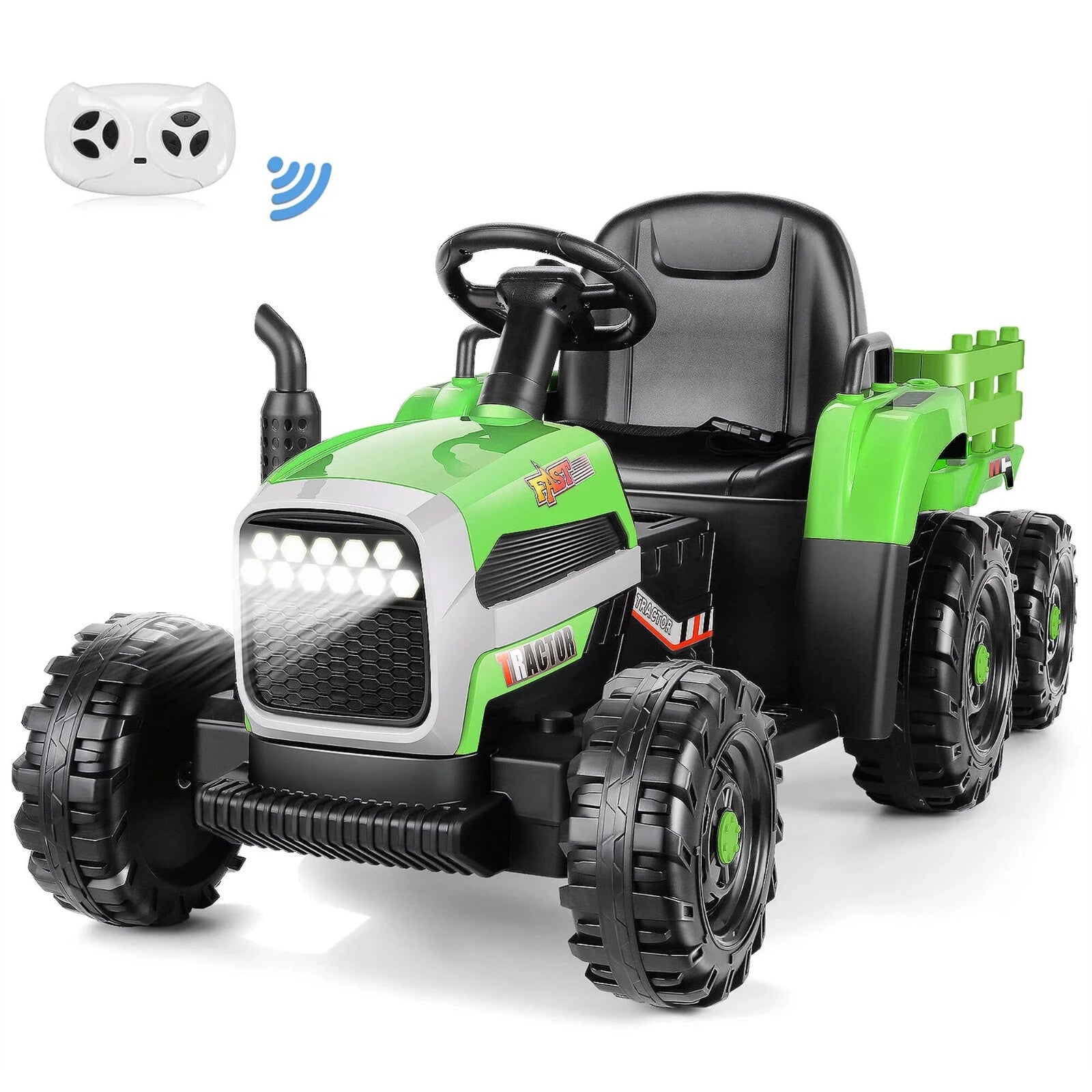 12V Kids Ride-On Tractor with Trailer and Ground Loader 55" x 20" x 20.5" Trend Times 0