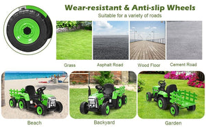 12V Kids Ride-On Tractor with Trailer, Ground Loader, RC Remote Control, and Lights Trend Times 10