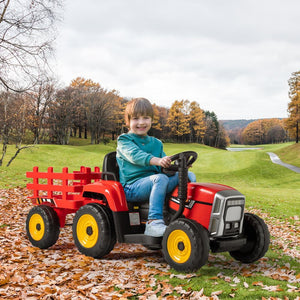 12V Kids Ride-On Tractor with Trailer, Remote Control, and LED Headlights Trend Times 11