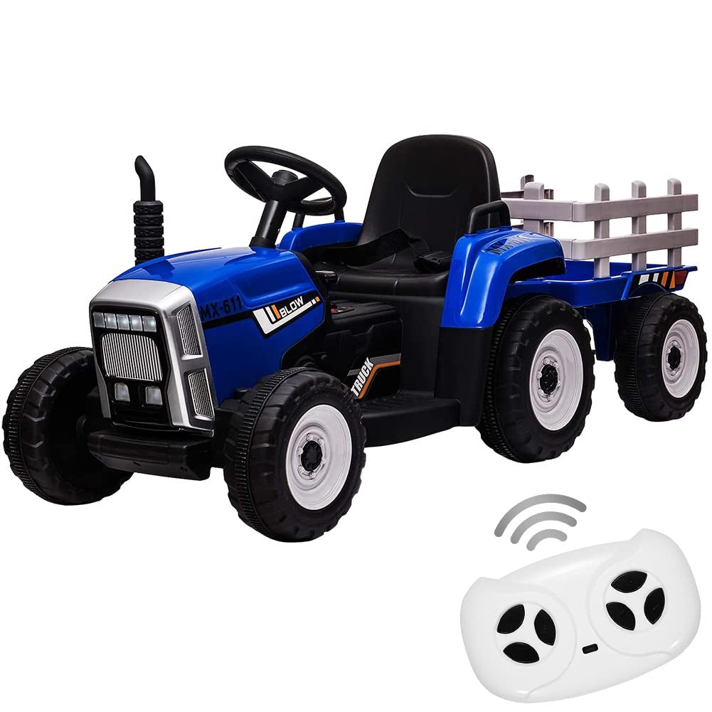 12V Battery-Powered Kids Ride-On Tractor with Trailer and Remote Control for Toddlers Trend Times 0