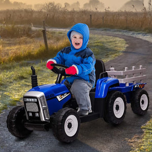 12V Battery-Powered Kids Ride-On Tractor with Trailer and Remote Control for Toddlers Trend Times 7