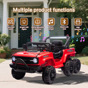 12V Electric Kids Ride-On Jeep Truck Toy with 6 Wheels and Remote Control, Red Trend Times 6