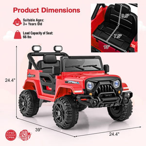 12V Kids Ride-On Truck Car with 3-Speed Driving, Remote Control, and Steering Wheel Trend Times 3