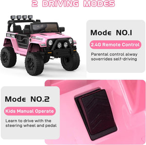 12V Battery-Powered Pink Kids Ride-On 4-Wheeler Truck with Remote Control Trend Times 2