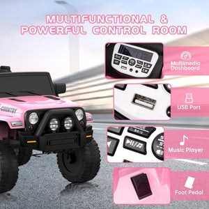 12V Battery-Powered Pink Kids Ride-On 4-Wheeler Truck with Remote Control Trend Times 3