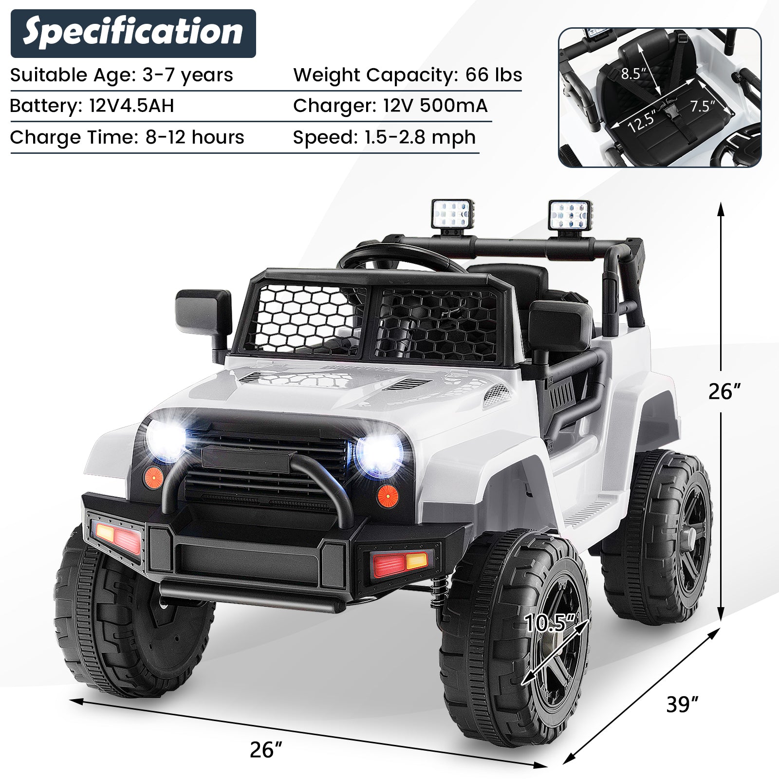 12V Kids Electric Ride-On Truck Car with Remote Control, Lights, and Music Trend Times 1