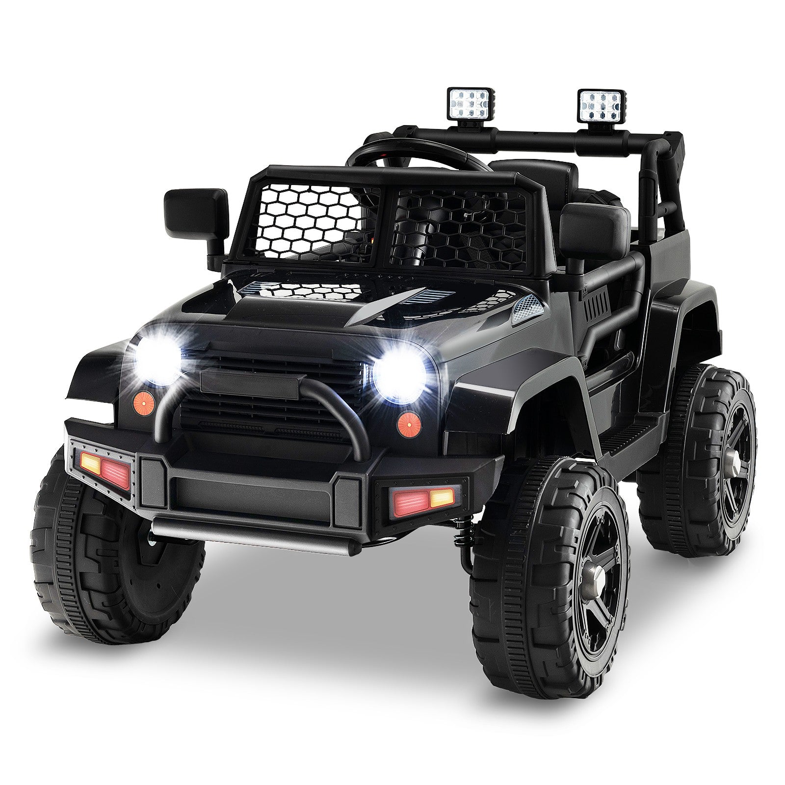 12V Kids Electric Ride-On Truck Car with Remote, Music, and Lights - Black Trend Times 0