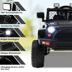 12V Kids Electric Ride-On Truck Car with Remote, Music, and Lights - Black Trend Times 8