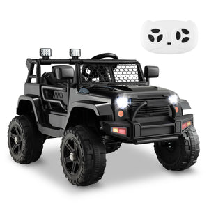 12V Kids Electric Ride-On Truck Car with Remote, Music, and Lights - Black Trend Times 9