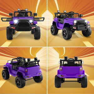 12V Kids Electric Ride-On Truck with Remote Control, Music, and Lights – Purple Trend Times 6