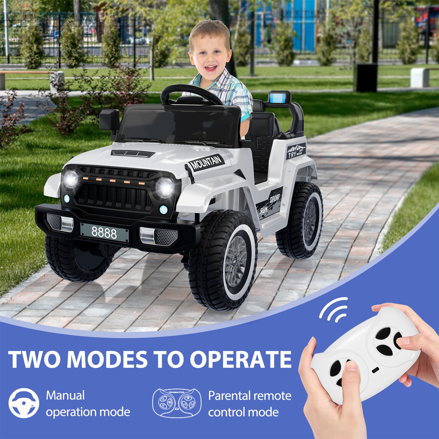 12V Kids Ride-On Truck Car with LED Lights, Horn, Music, and Spring Suspension Trend Times 0
