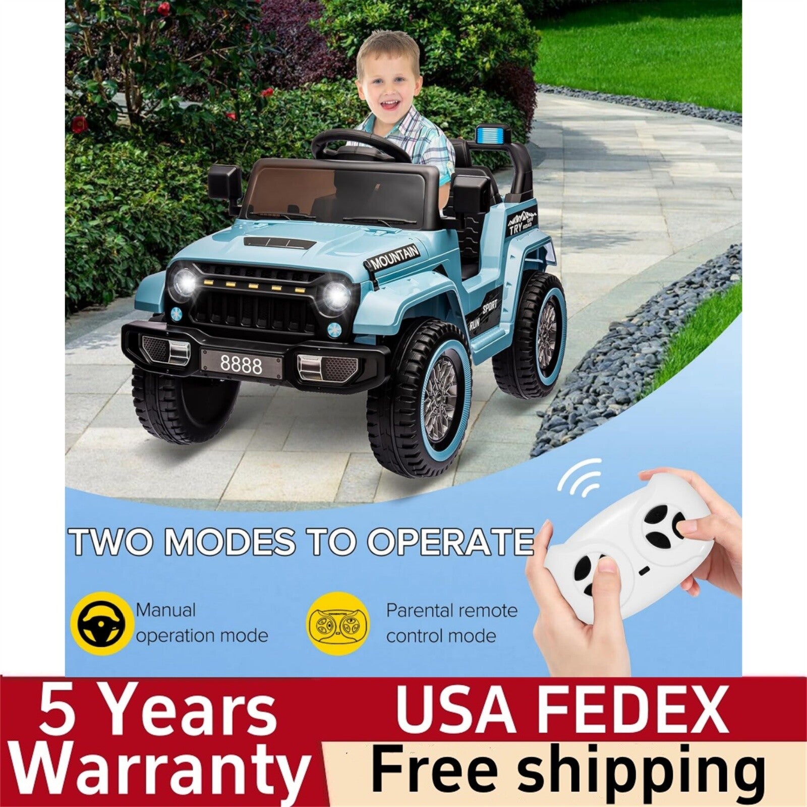 12V Kids Ride-On Truck Car with LED Lights, Horn, Music, and Spring Suspension Trend Times 1