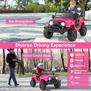 12V Kids Ride-On Truck Car with Remote Control, Threaded Wheels, 3 Speeds, and LED Lights Trend Times 9
