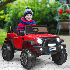 12V Kids Ride-On RC Truck with Spring Suspension, LED Lights, Music, and Storage Trunk - Red Trend Times 2