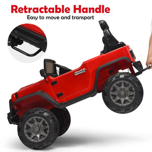 12V Kids Ride-On RC Truck with Spring Suspension, LED Lights, Music, and Storage Trunk - Red Trend Times 8