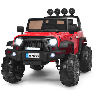 12V Kids Ride-On RC Truck with Spring Suspension, LED Lights, Music, and Storage Trunk - Red Trend Times Variant 0