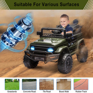 12V Kids Ride-On Truck with Remote Control, Spring Suspension, and Bluetooth Connectivity Trend Times 3