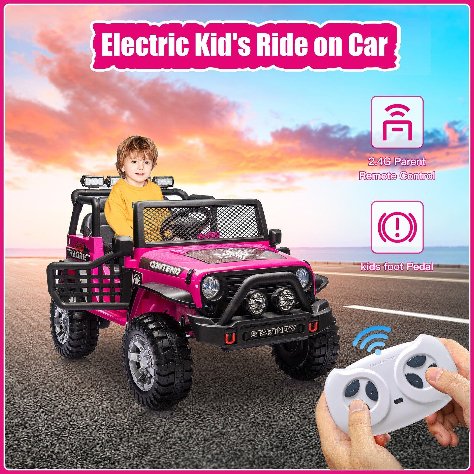 12V Kids Electric Ride-On Truck Jeep with 2 Seats and Remote Control Trend Times 0