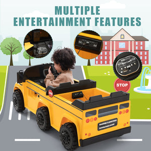 12V Electric 2-Seater Kids School Bus Ride-On Toy Car with Remote Control Trend Times 4