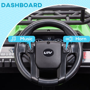 12V Kids UTV with Music, Lights, MP3/USB, Suspension, Green Trend Times 5