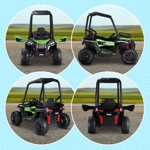 12V Kids UTV with Music, Lights, MP3/USB, Suspension, Green Trend Times 9