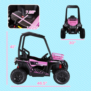 12V Kids Pink UTV with Music, Lights, MP3/USB, and Suspension Trend Times 1