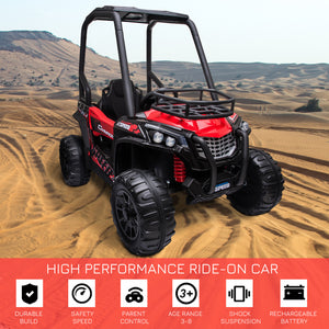 12V Kids UTV with Music, Lights, MP3/USB, Suspension – Red Trend Times 4