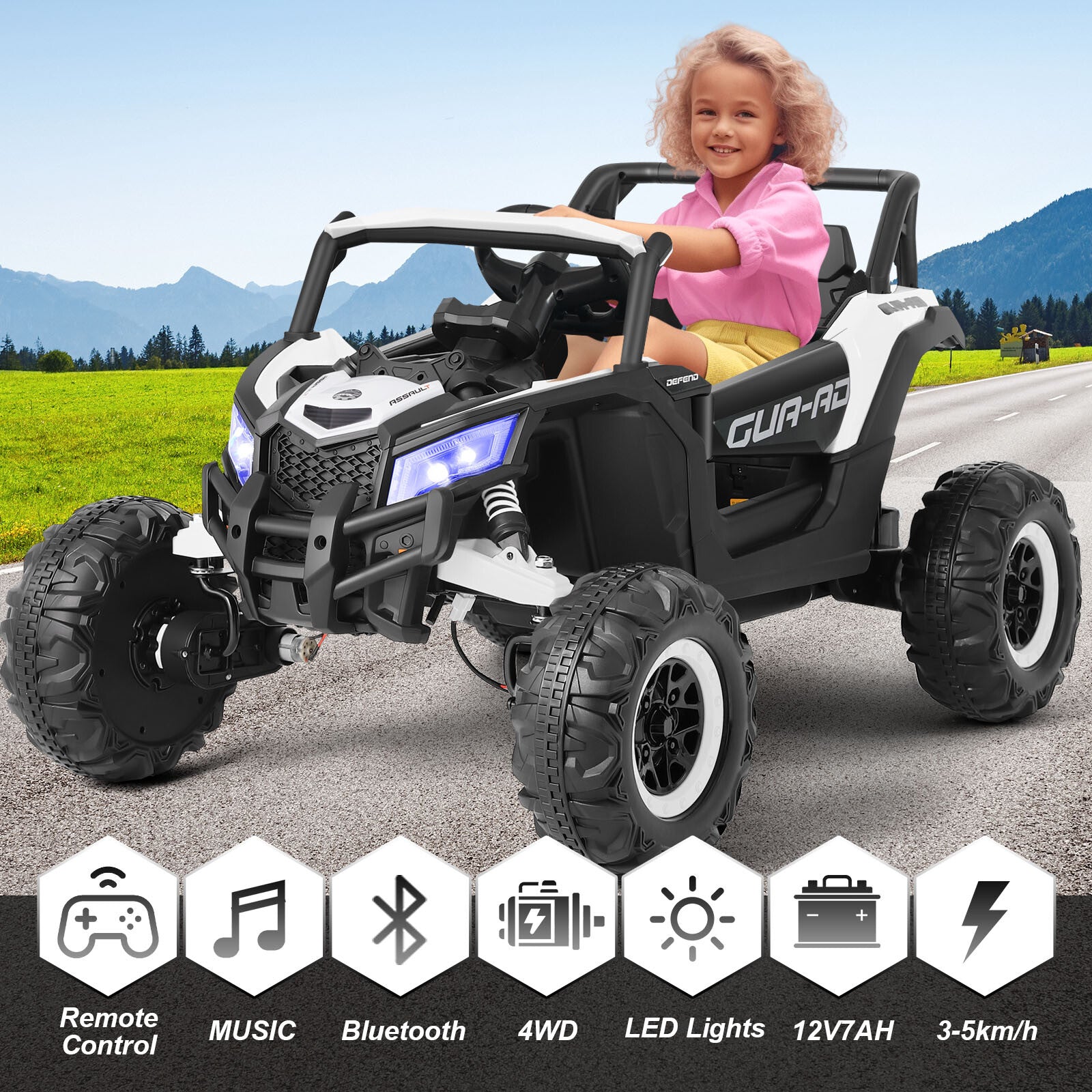 12V Kids Electric Off-Road Ride-On UTV Vehicle with Music, Remote Control, and LED Lights Trend Times 0