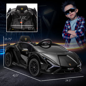 12V Licensed Lamborghini Sian Electric Ride-On Car for Kids in Black Trend Times 1
