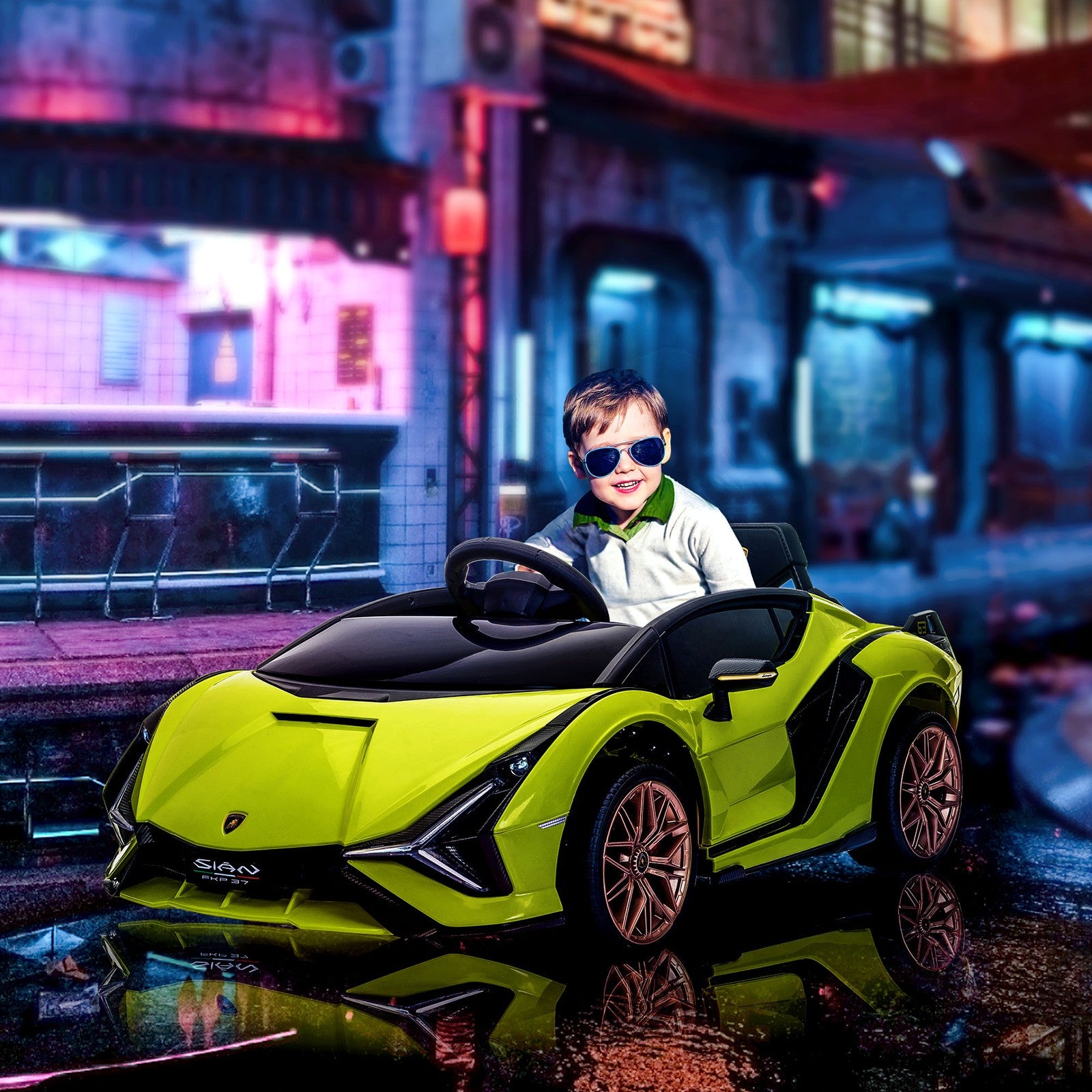 12V Licensed Lamborghini Sian Electric Ride-On Car for Kids Green Trend Times 0