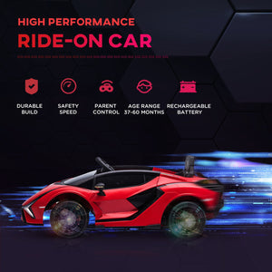 12V Licensed Lamborghini SIAN Electric Ride-On Car for Kids in Red Trend Times 4