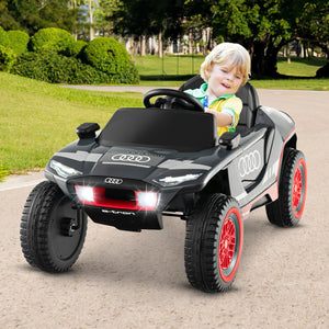 12V Licensed Audi E-tron Kids Ride-On Racing Car with Remote Control and Lights Gray Trend Times 2