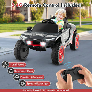 12V Licensed Audi E-tron Kids Ride-On Racing Car with Remote Control and Lights Gray Trend Times 4