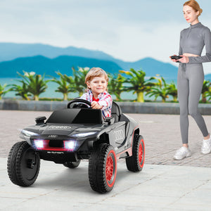 12V Licensed Audi Kids Ride-On E-tron Racing Car with Remote Control and Lights Gray Trend Times 2