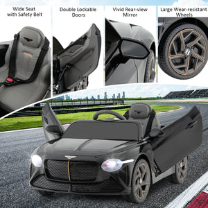 12V Licensed Bentley Bacalar Kids Electric Ride-On Car with Remote Control Black Trend Times 7