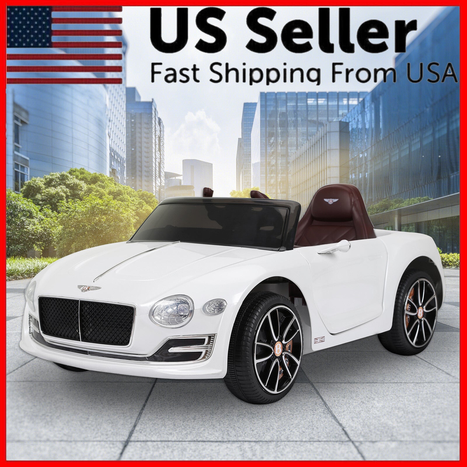 12V Licensed Bentley Style Kids Electric Ride-On Toy Car with Remote Control, LED Lights, and Music Trend Times 0