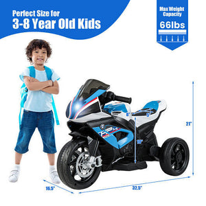 12V Licensed BMW Ride-On Motorcycle Toy for Kids 3-8 Years Old, Blue Trend Times 3