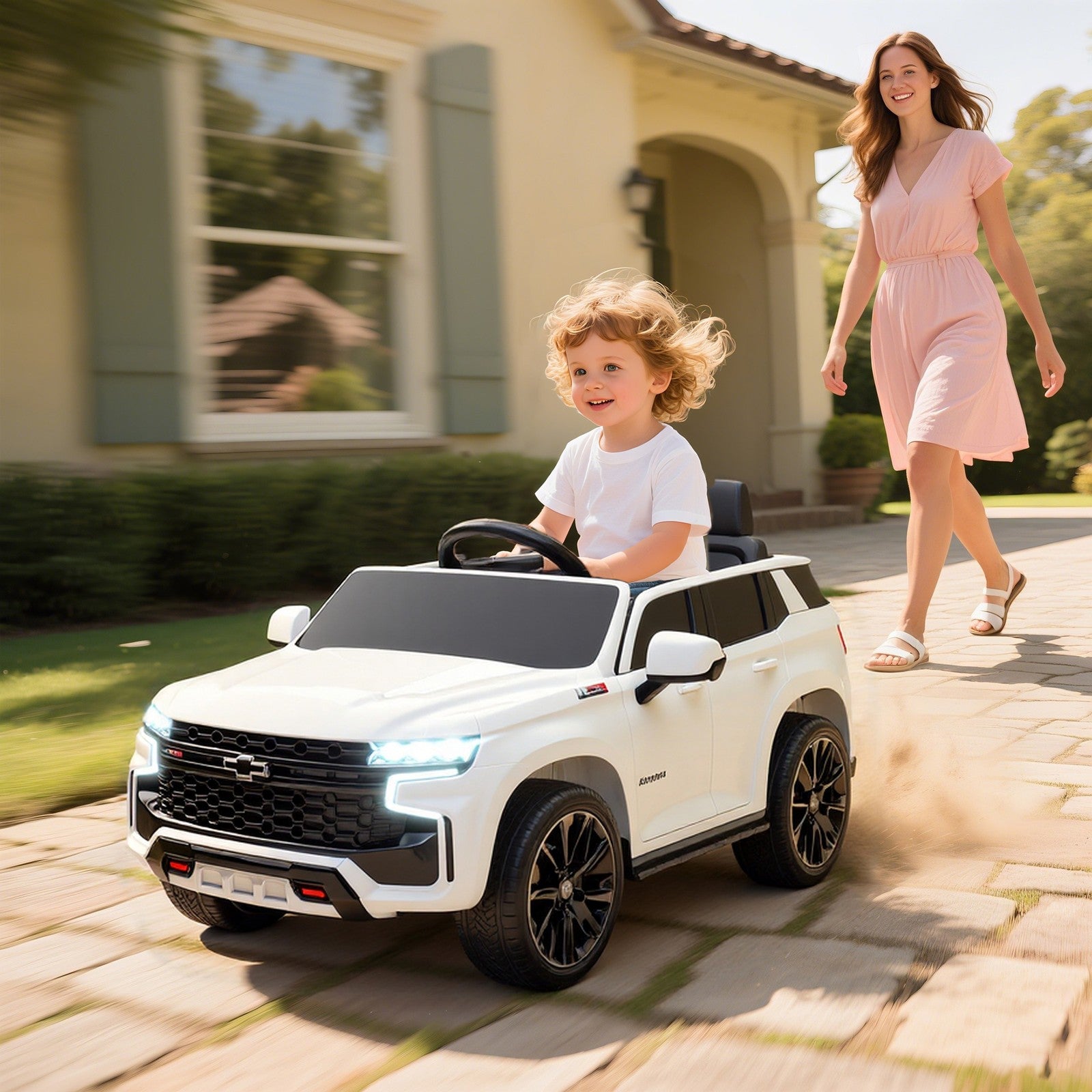 12V Licensed Chevrolet Tahoe Kids Ride-On Toy with Music and Suspension System Trend Times 1