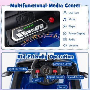 12V Licensed Ford Mustang Shelby GT500 Kids Ride-On Car with Remote Control for Ages 3-8 Trend Times 4