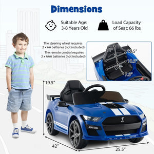 12V Licensed Ford Mustang Shelby GT500 Kids Ride-On Car with Remote Control for Ages 3-8 Trend Times 5