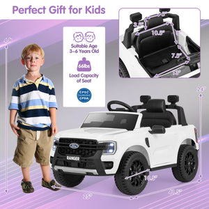 12V Licensed Ford Ranger Kids Ride-On Car with Remote Control and Storage Basket Trend Times 1