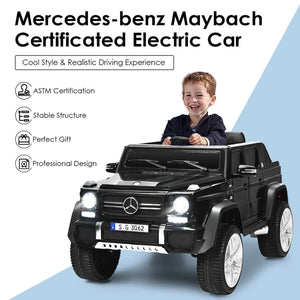 12V Licensed Mercedes-Benz Kids Ride-On RC Motorized Car with Trunk Black Trend Times 6